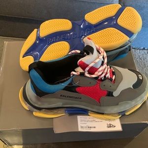 Balenciaga Triple S clear sole red blue yellow